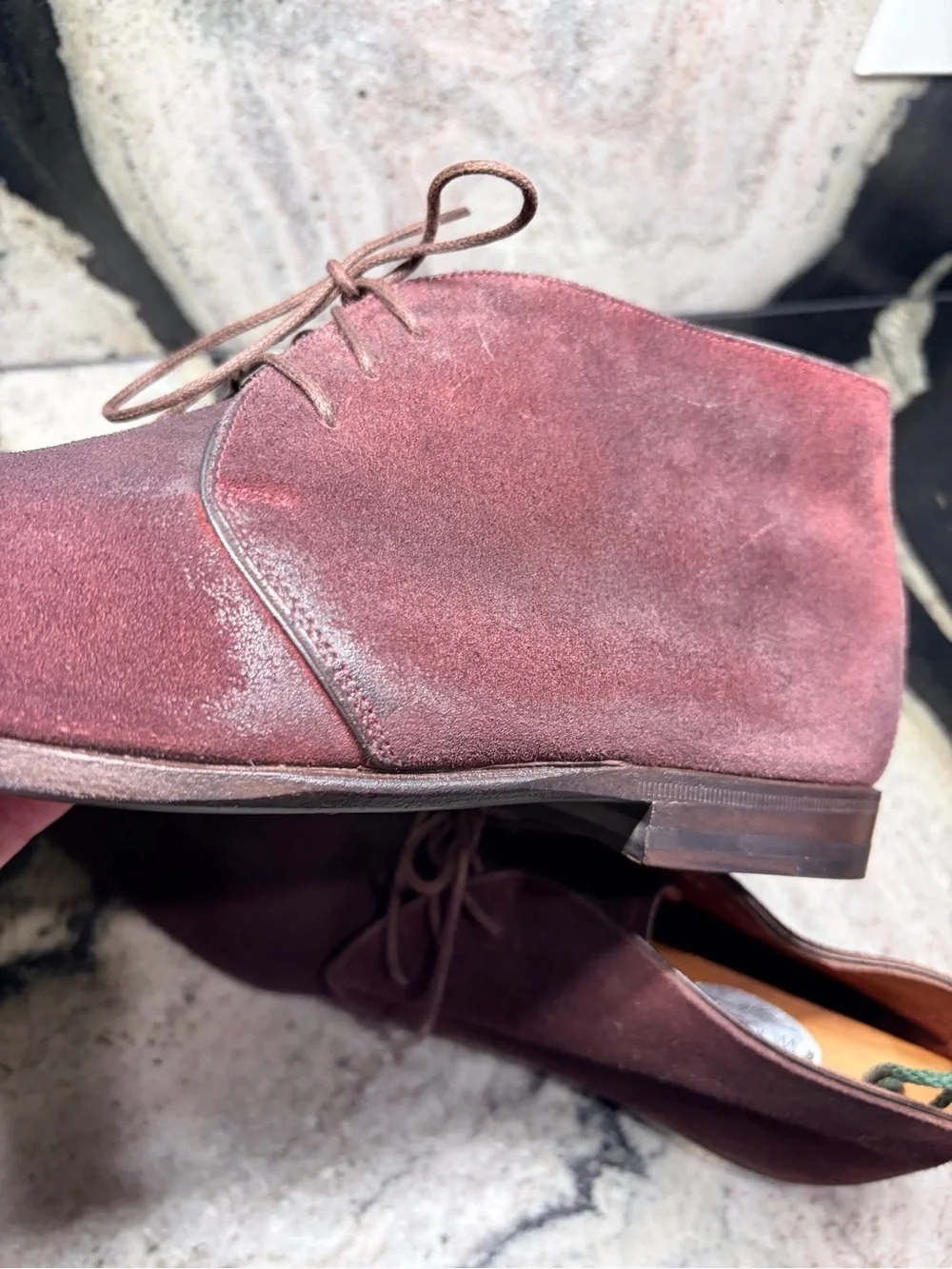 Santoni Fatte a Mano Burgundy Suede Chukka Boots Men’s 8.5 UK 9.5 US Italy